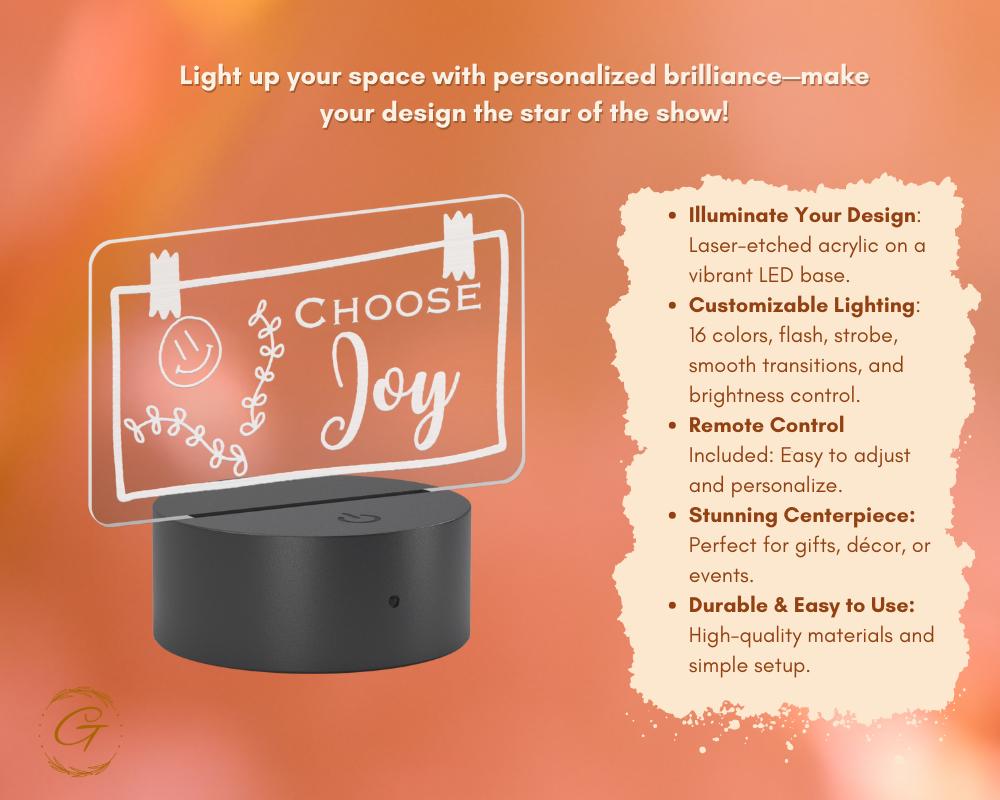 Choose Joy Name Plate Acrylic LED Sign