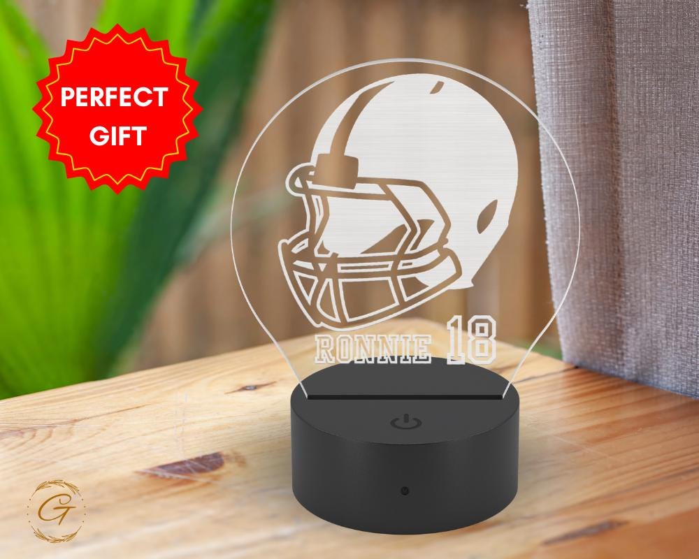 Football Personalized Name Circle Acrylic LED Sign
