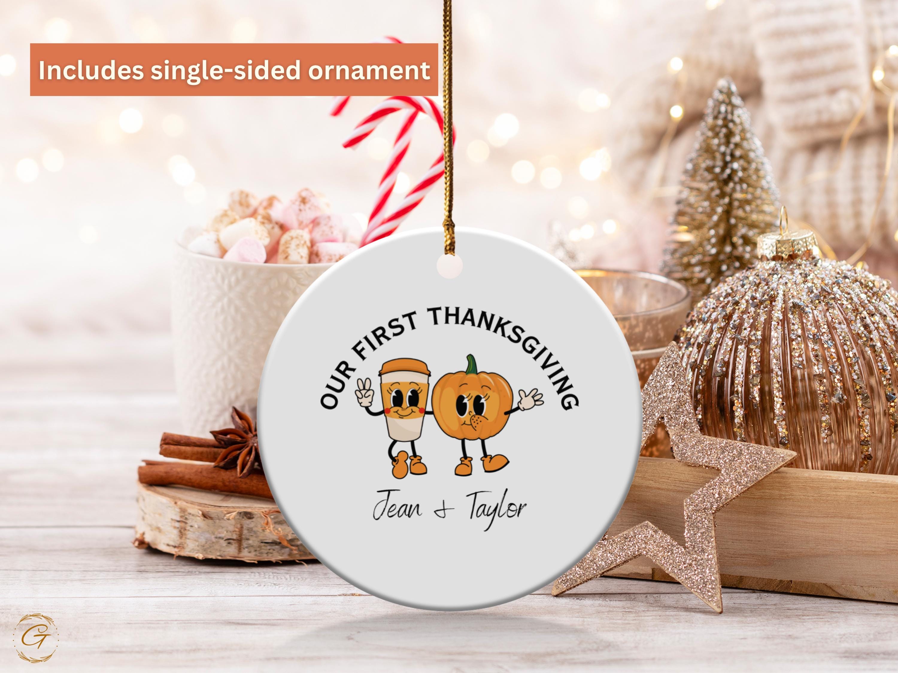 Couple's First Thanksgiving Ornament, Cute Coffee Pumpkin