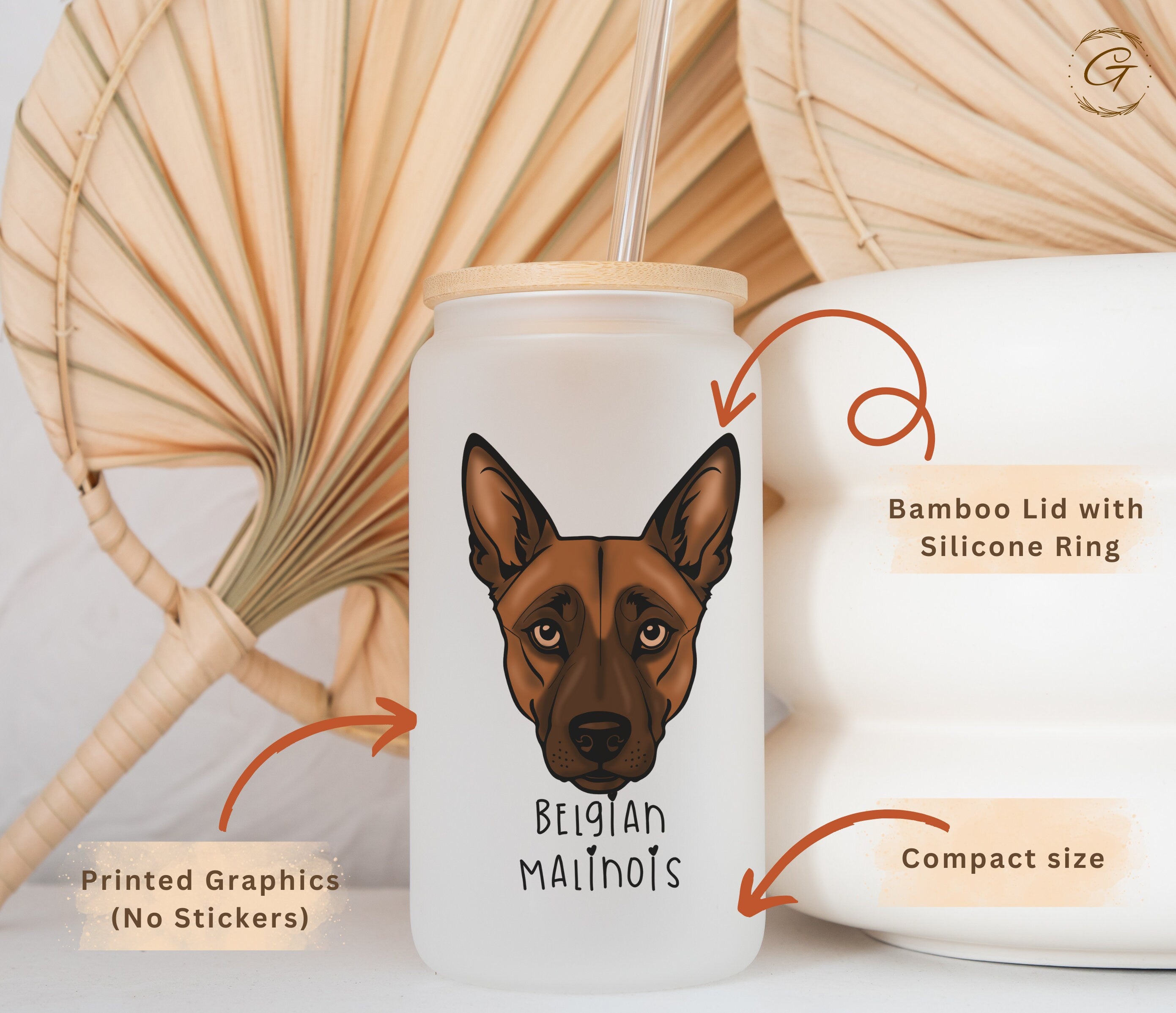 Belgian Malinois Dog Art Frosted Glass