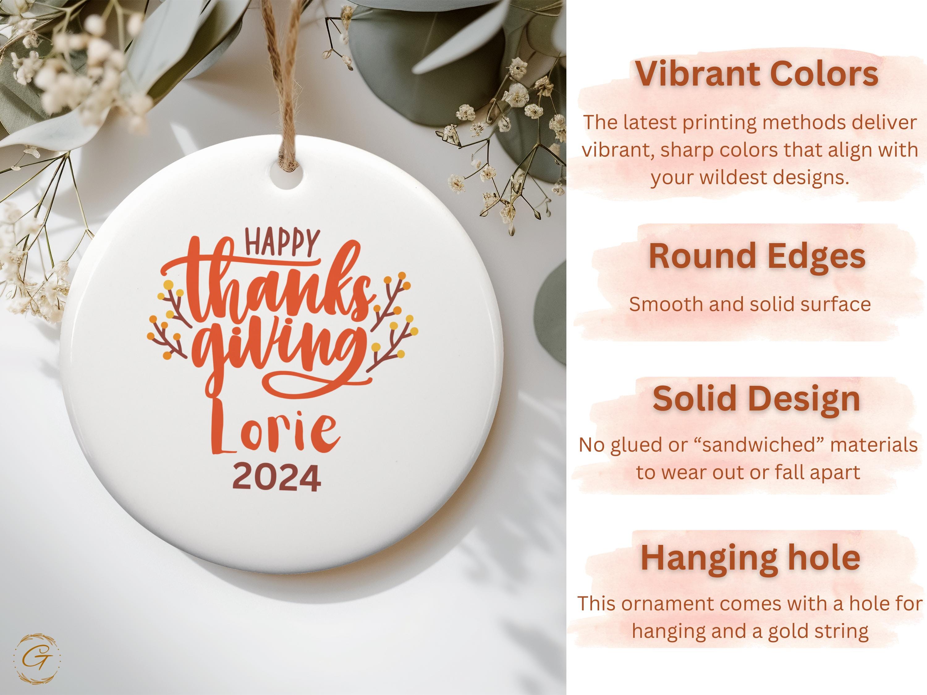 Personalized Thanksgiving Ornament, 2024 Festive Decoration Gift, Holiday Keepsake with Custom Name, Holiday Season Customized Keepsake Gift
