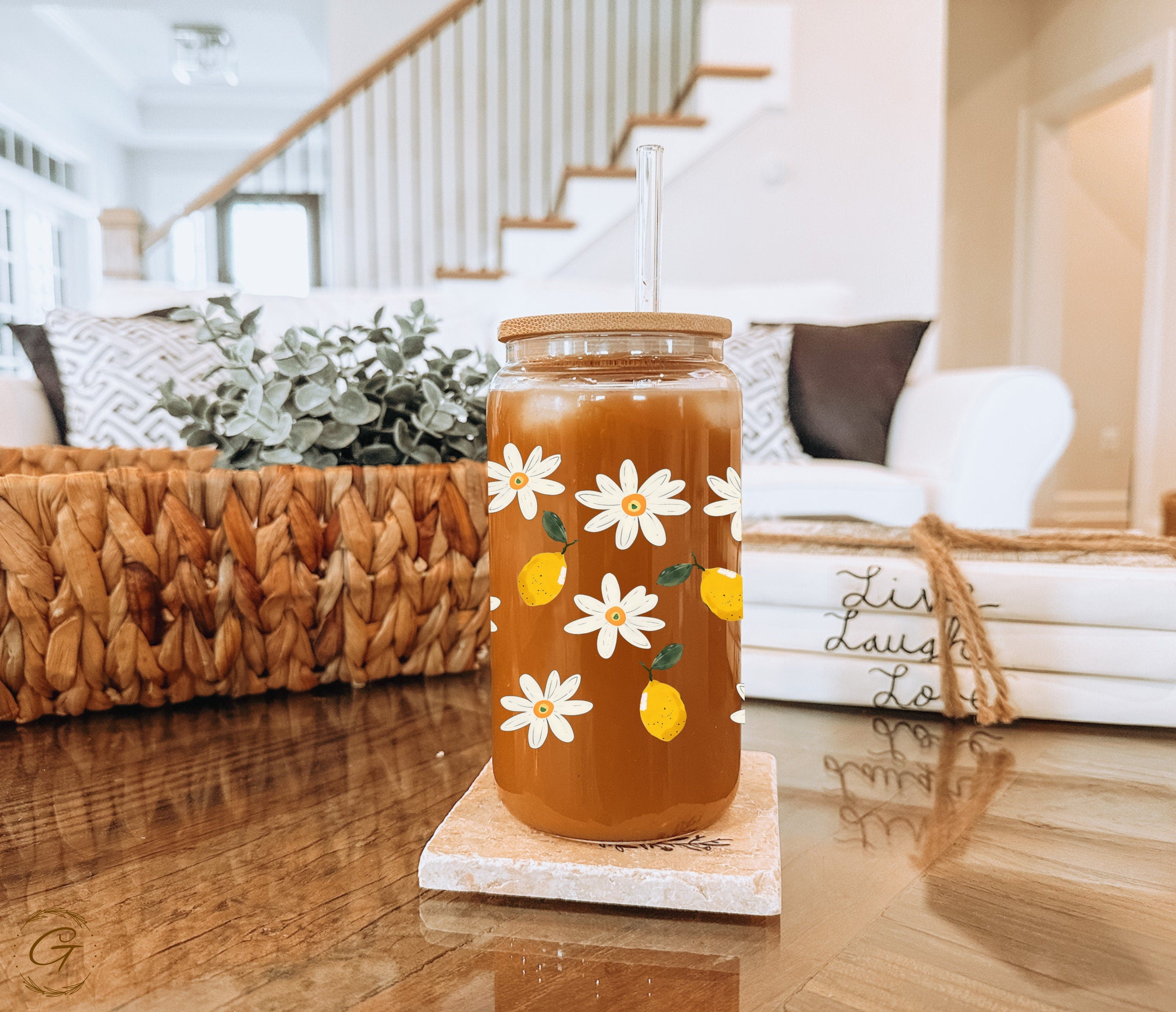 Cute Daisy and Lemon Pattern Tumbler