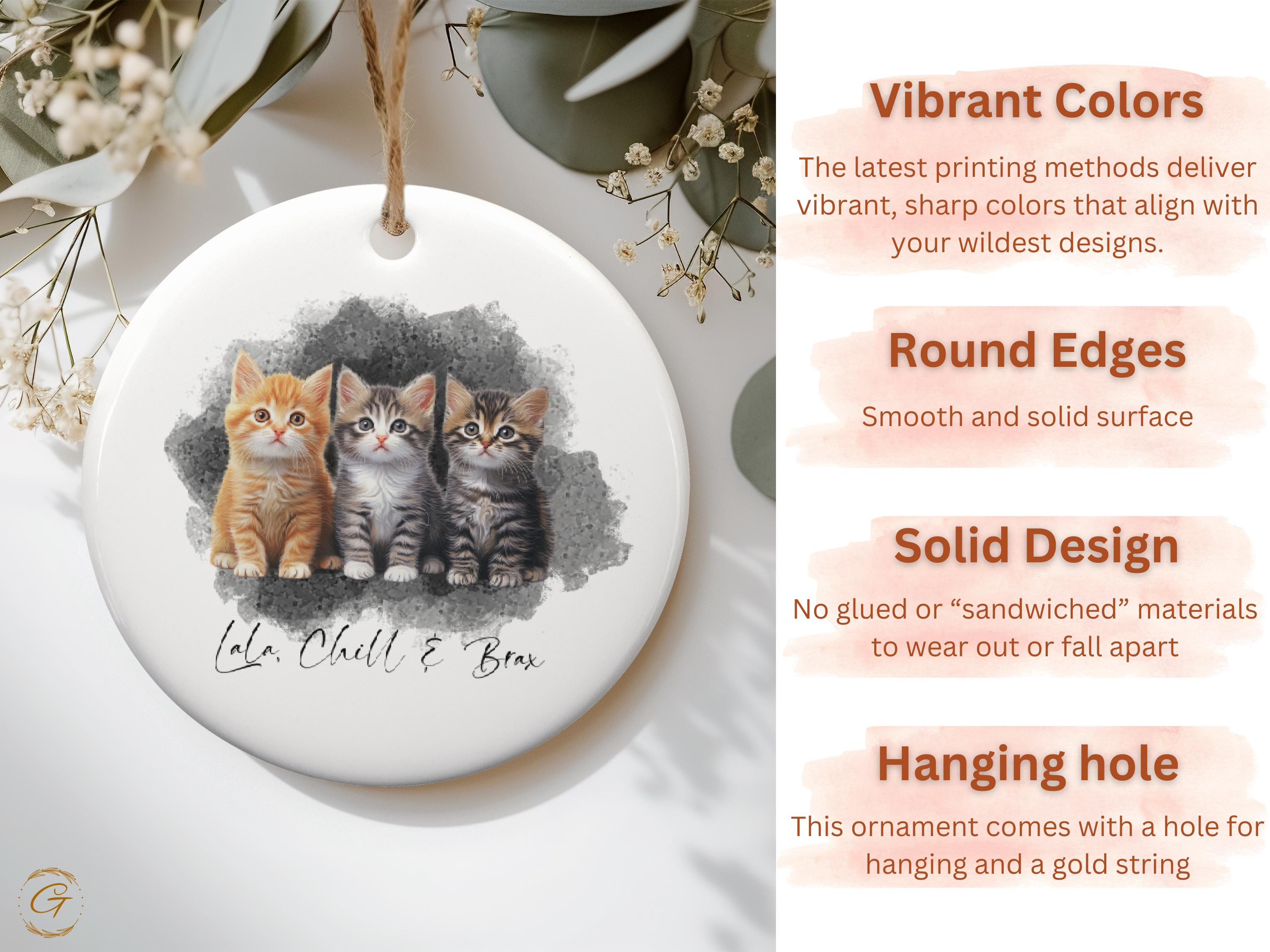 Custom Cute Kitten Trio Pet Ornament, Playful Cat Home Decor, Adorable Cat Lover Gift, Perfect Pet Lovers Keepsake, Whimsical Cat Decoration