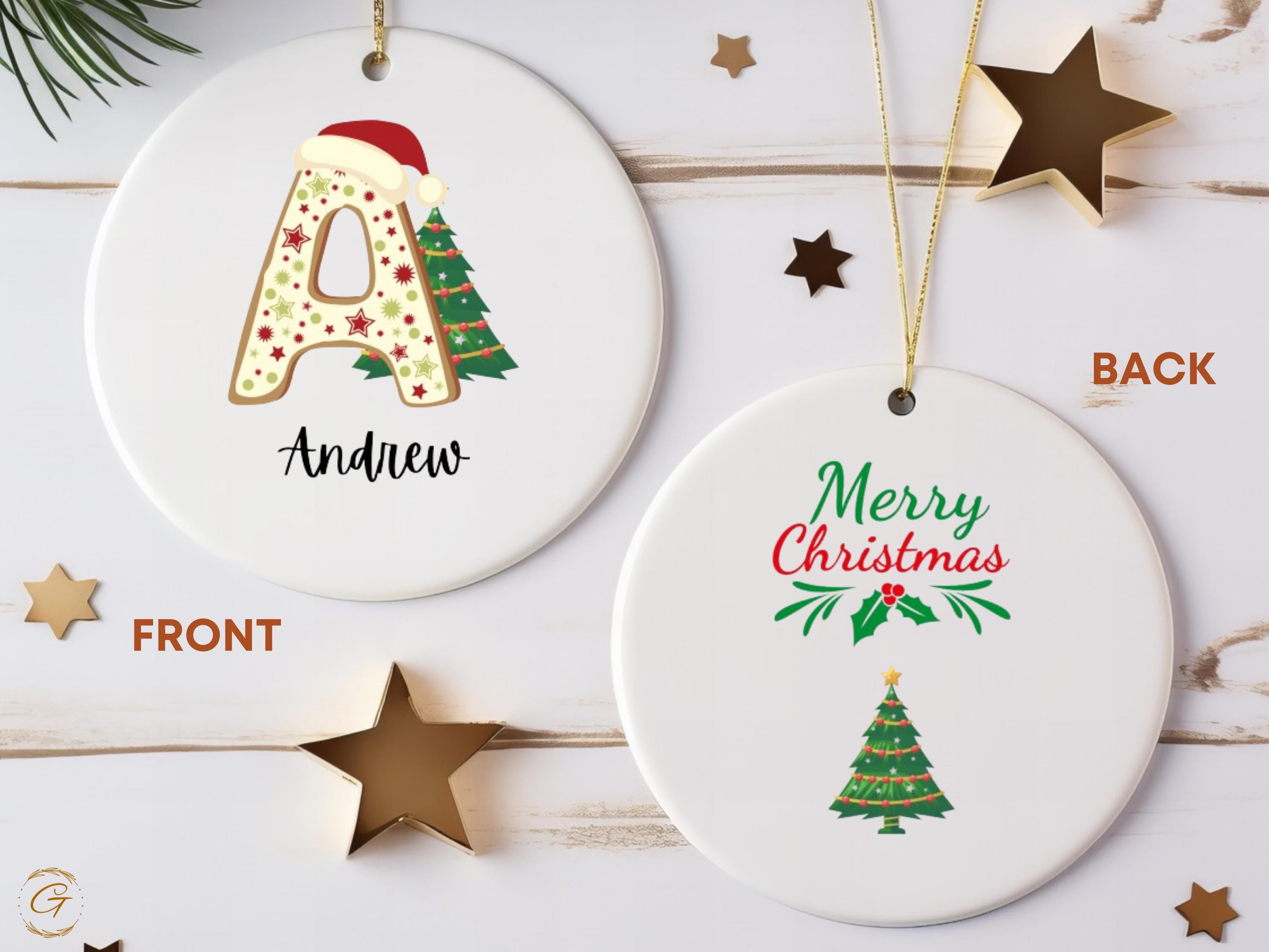 Custom Christmas Alphabet Ornament, Personalized Monogram Decoration, Holiday Initial Gift, Custom Initial Ornament, Festive Letter Ornament