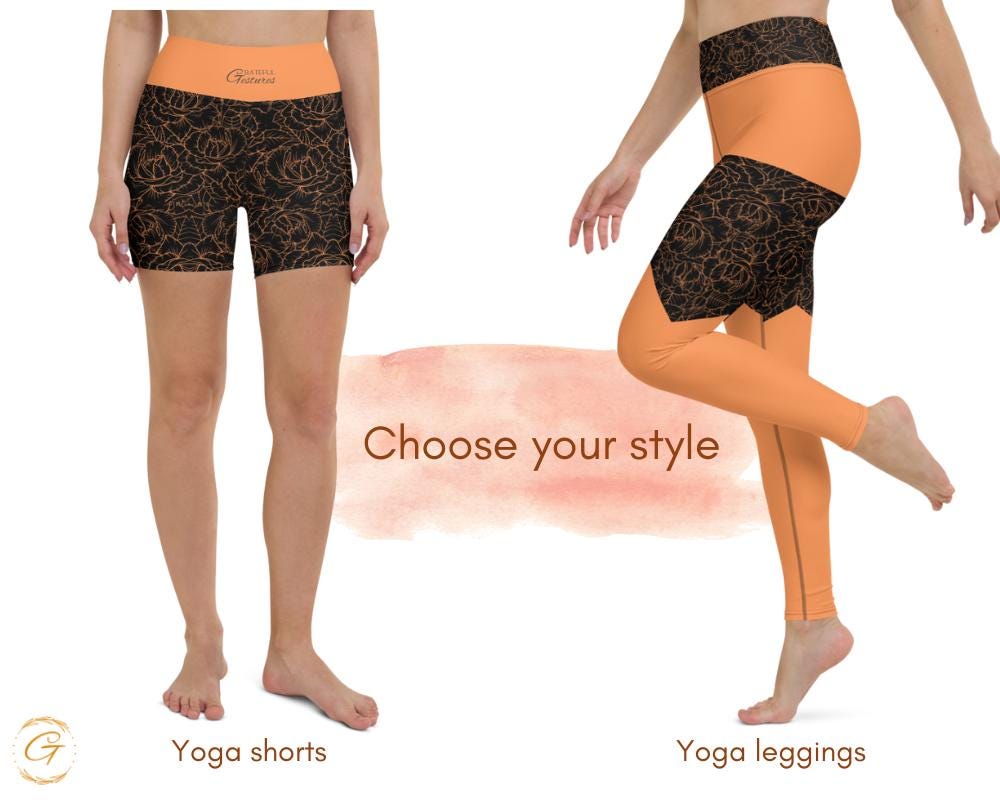 Minimalist Floral All-Over Print Yoga Leggings Shorts | Elegant Botanical Design for Apparel Home Decor | Unique Gift Idea for Nature Lovers