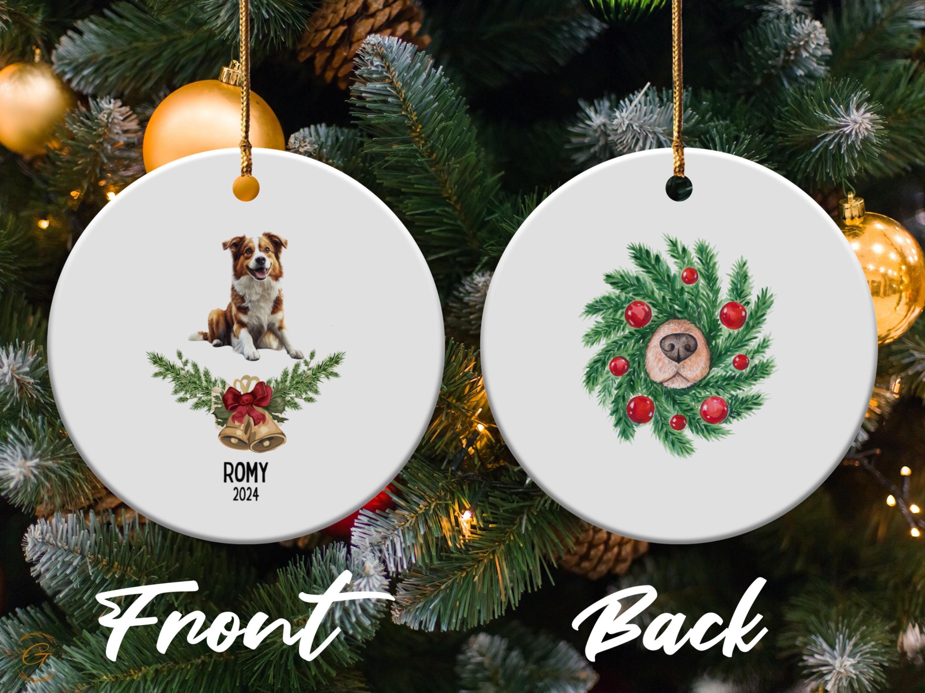 Custom Dog Ornament 2024, Personalized Pet Keepsake, Christmas Tree Decoration, Holiday Gift for Dog Lovers with Customizable Name, Pet Gift