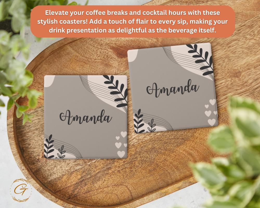 Personalized Soapstone Coaster with Custom Name Design