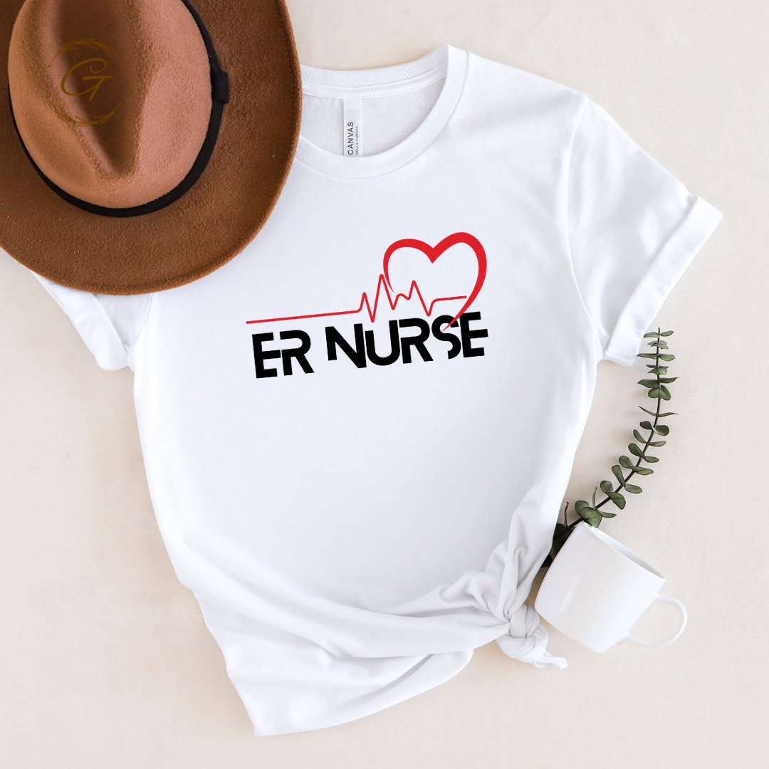 ER Nurse Shirt with Heartbeat Design Tee