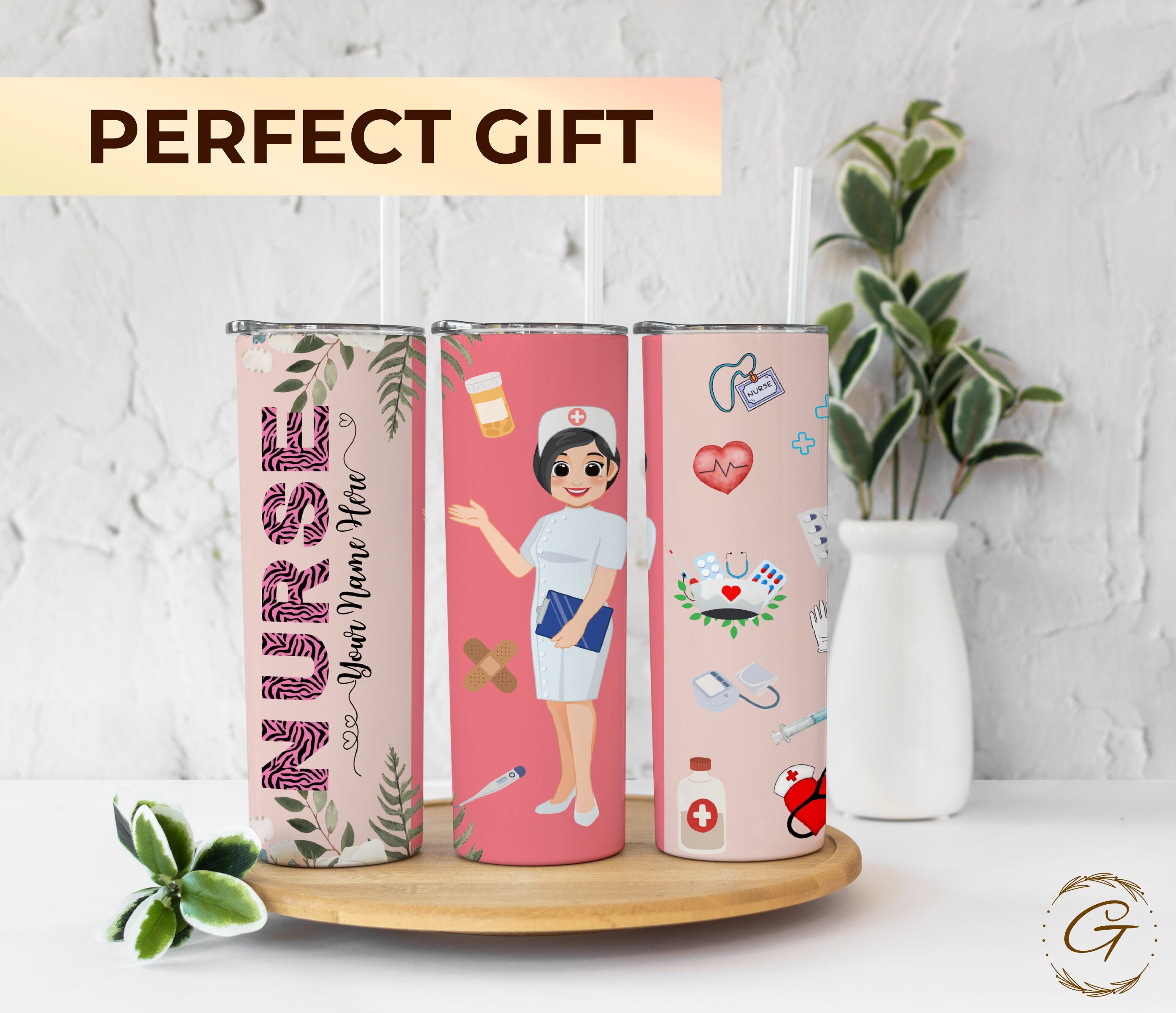 Personalized Nurse Tumbler: Zebra Stripes Cup