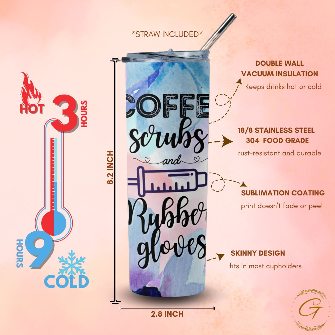 RN Coffee Scrubs and Rubber Gloves Tumbler