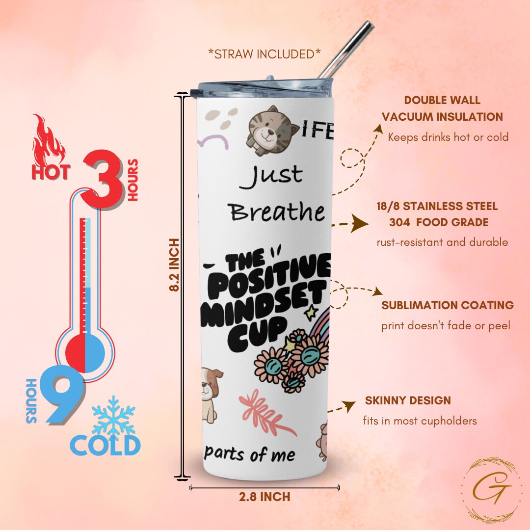 Positive Mindset 20oz Tumbler, Mental Health Awareness Cup
