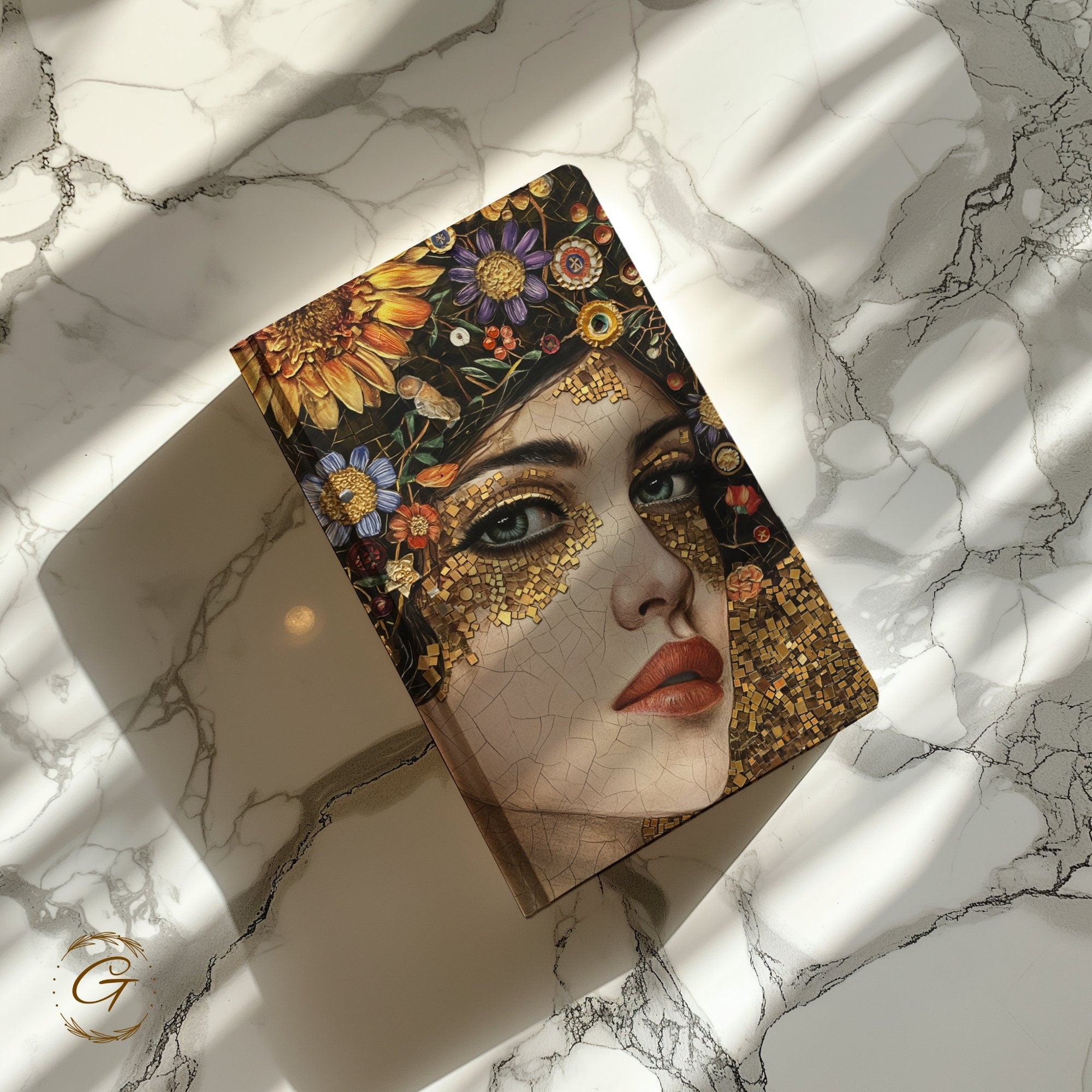Artistic Floral Mosaic Woman's Notebook, Journal with Colorful Flower Design